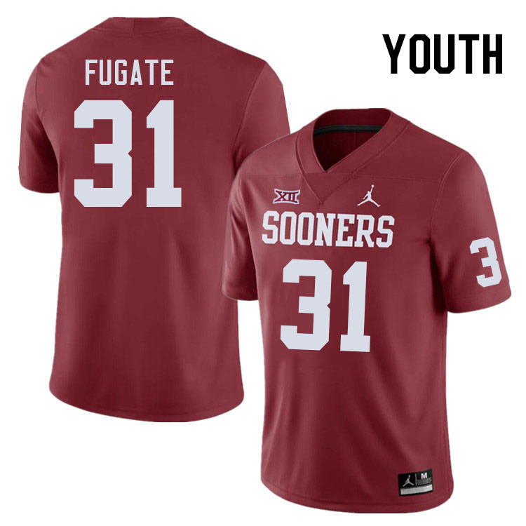 Youth #31 Cale Fugate Oklahoma Sooners College Football Jerseys Stitched Sale-Crimson